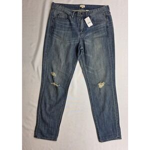 J. Crew Women's A1013 Blue Distressed Demin Girlfriend Jeans. NWT. Size 28x26